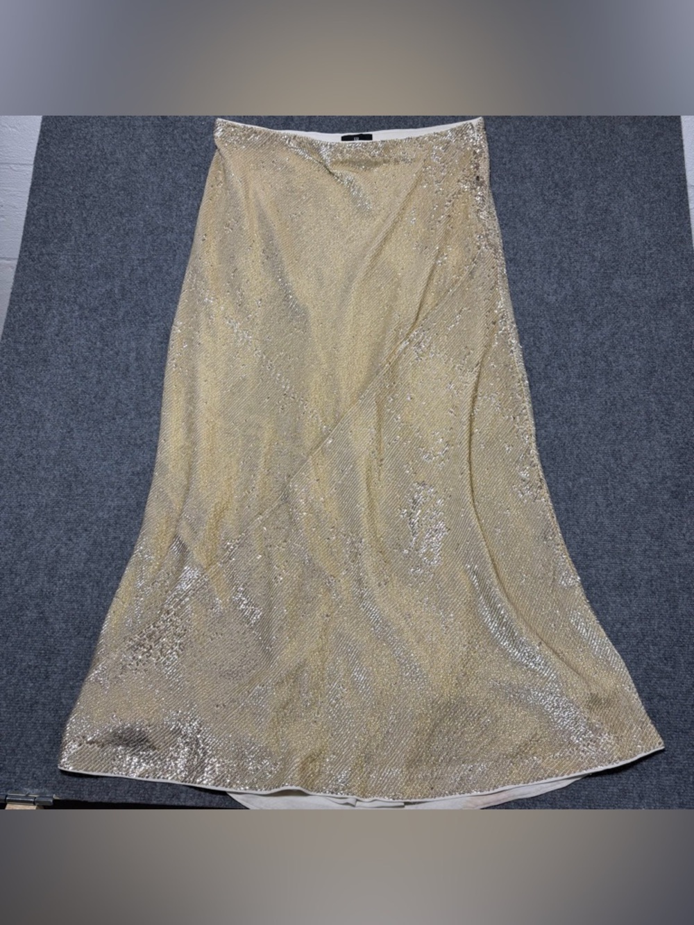 Banana Republic Skirt Womens 2XL Gold Sequin Maxi A-Line Lined Formal Party Zip
